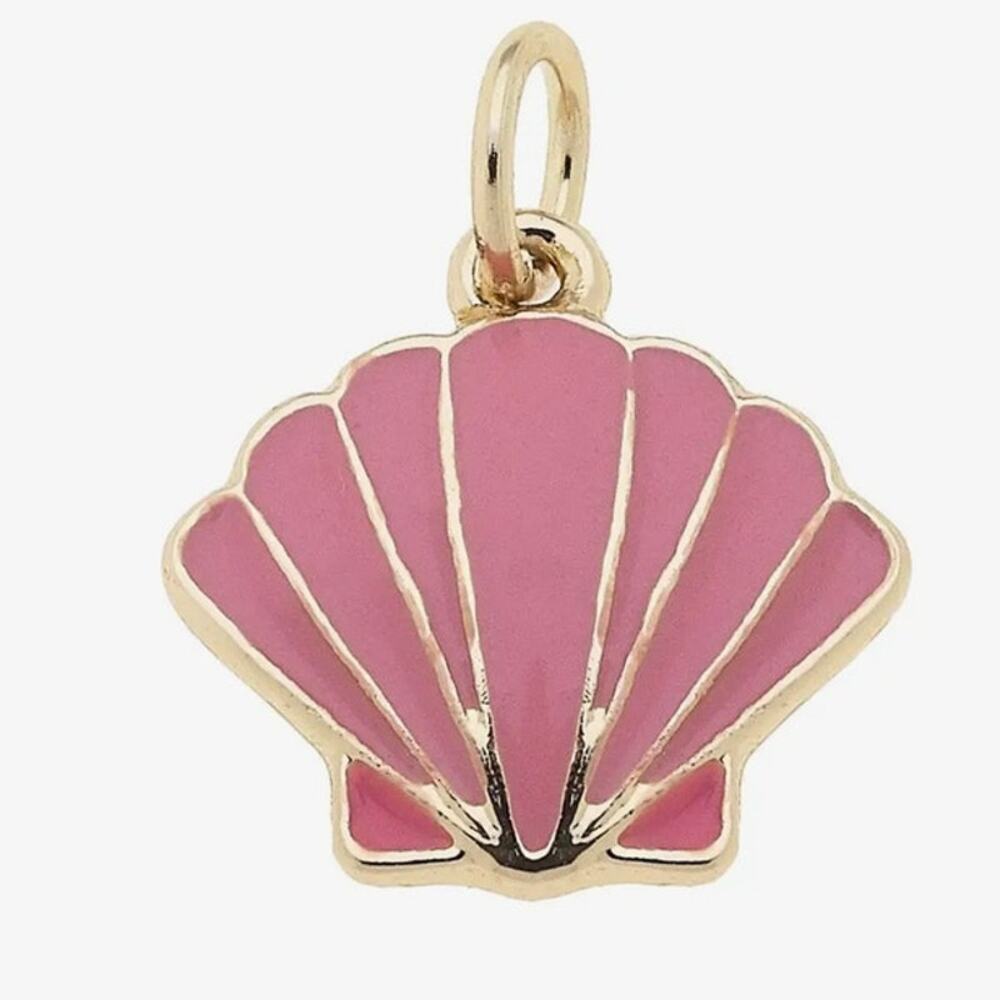 Enamel Clamshell Charm in Light Pink